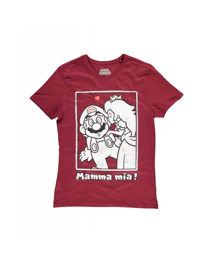 Camiseta Super Mario Princesa Peach Kiss - Hombre TALLA CAMISETA S