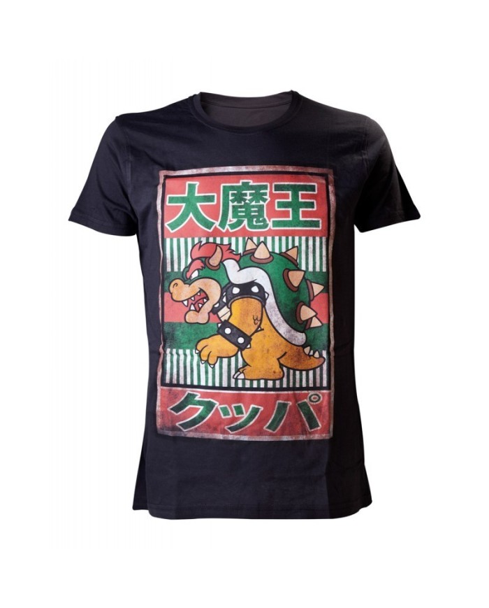 NINTENDO - BLACK BOWSER KANJI MENS T-SHIRT TALLA CAMISETA S