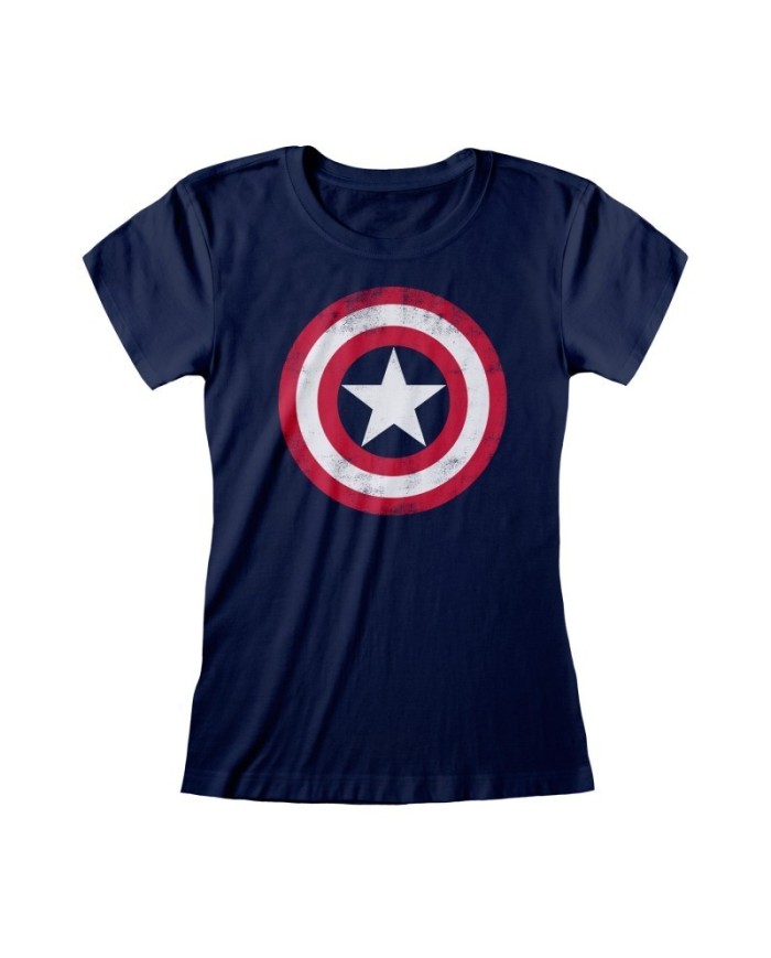 Camiseta Marvel Comics Captain America - Shield Distressed - Mujer - Talla Adulto TALLA CAMISETA M