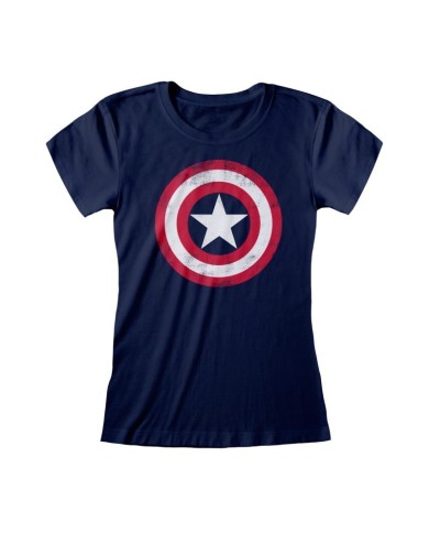 Camiseta Marvel Comics Captain America - Shield Distressed - Mujer - Talla Adulto TALLA CAMISETA XL