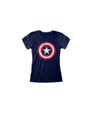 Camiseta Marvel Comics Captain America - Shield Distressed - Mujer - Talla Adulto TALLA CAMISETA XL