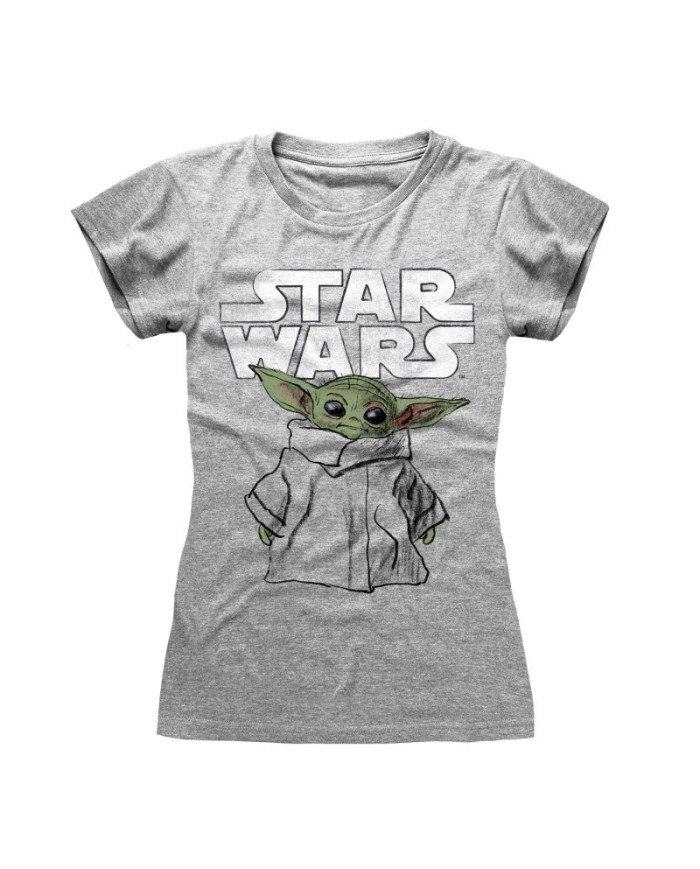 Camiseta Star Wars : Mandalorian, The - Child Sketch - Mujer - Talla Adulto TALLA CAMISETA M