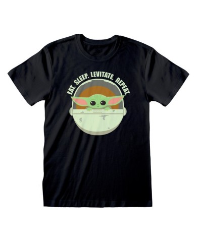 Camiseta Star Wars : Mandalorian, The - Eat Sleep Levitate - Unisex - Talla Adulto TALLA CAMISETA M