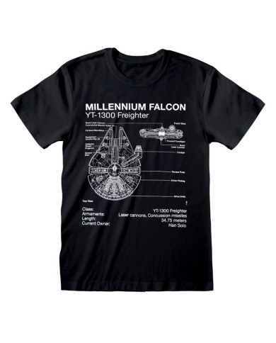 Camiseta Star Wars - Millenium Falcon Sketch  - Unisex - Talla Adulto TALLA CAMISETA M
