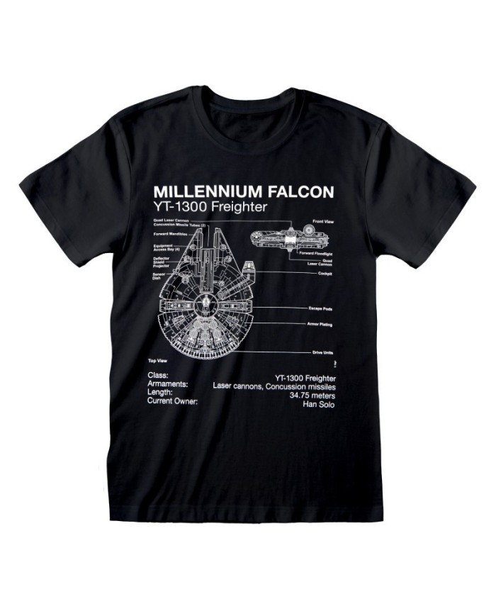Camiseta Star Wars - Millenium Falcon Sketch  - Unisex - Talla Adulto TALLA CAMISETA M