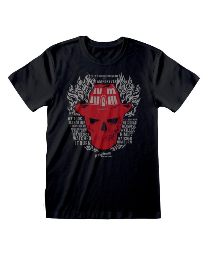 Camiseta A Nightmare On Elm Street - Skull Flames - Talla Adulto TALLA CAMISETA XL