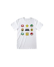 Camiseta Nintendo Super Mario - Items - Talla Adulto TALLA CAMISETA XL