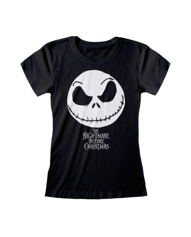 Camiseta Nightmare Before Christmas - Jack Face & Logo - Mujer - Talla Adulto TALLA CAMISETA L