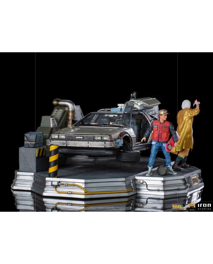 Full Set Deluxe: DeLorean + Marty McFly + Doc Brown Regreso al Futuro II Estatuas 1/10 Art Scale