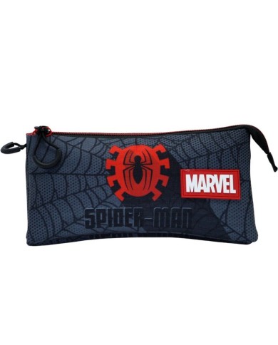 Spiderman Negro Estuche Portatodo Triple HS Spiderman Sign