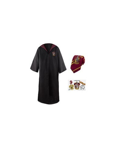 Set de Vestido de Mago Harry Potter, Corbata & Tattoo Gryffindor - Harry Potter - Talla NIÑO