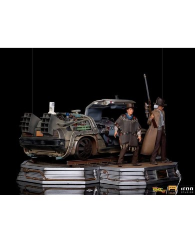 DeLorean Full Set Deluxe Regreso al Futuro III - BDS Art Scale Statue 1/10