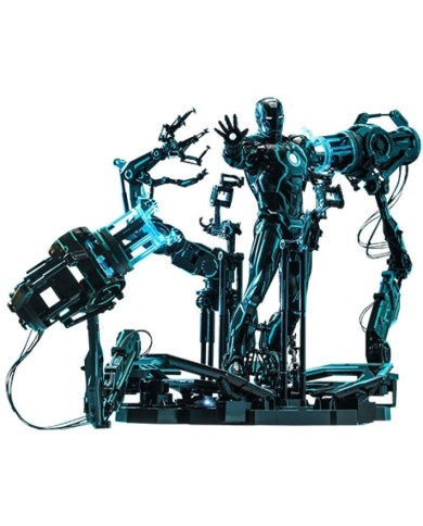 Neon Tech Iron Man with Suit-Up Gantry