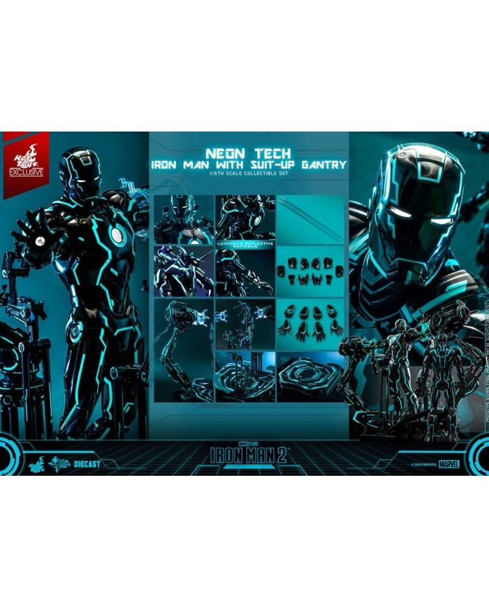 Neon Tech Iron Man with Suit-Up Gantry