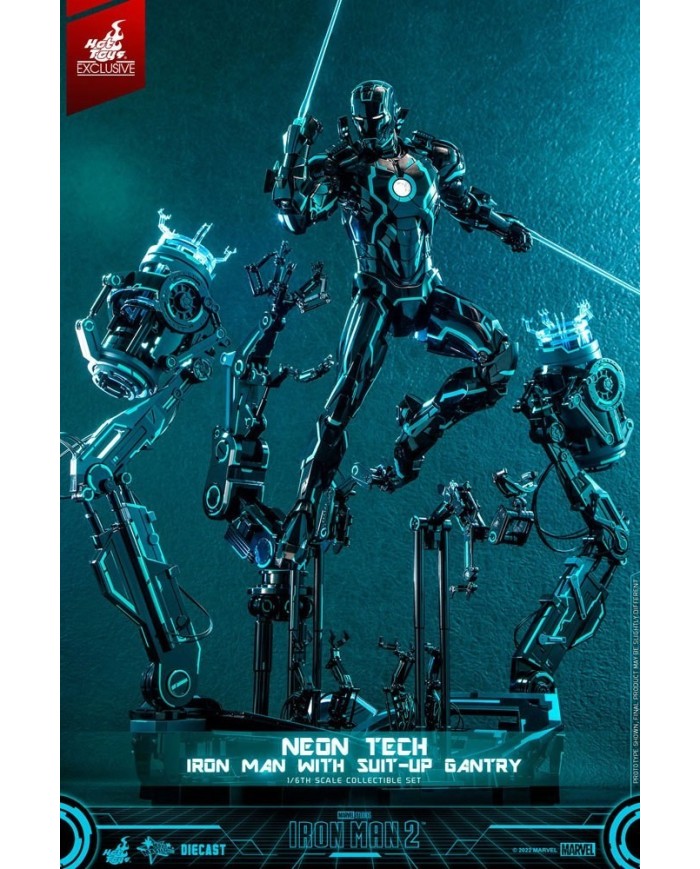 Neon Tech Iron Man with Suit-Up Gantry