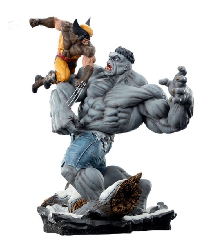 Grey Hulk vs Wolverine Marvel Estatua