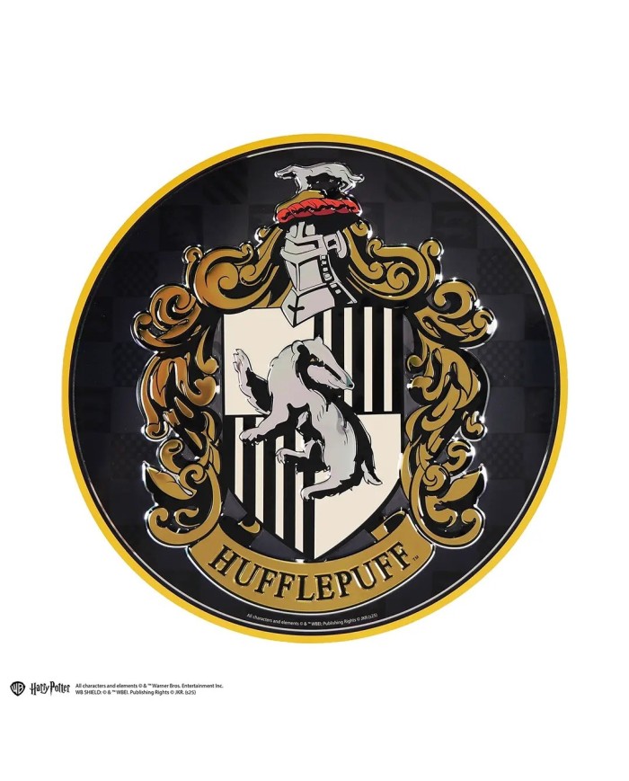 Placa redonda de aluminio Hufflepuff - Harry Potter